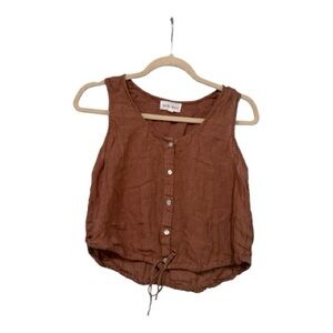 Bella Dahl | Brown Linen Blend Crop Henley